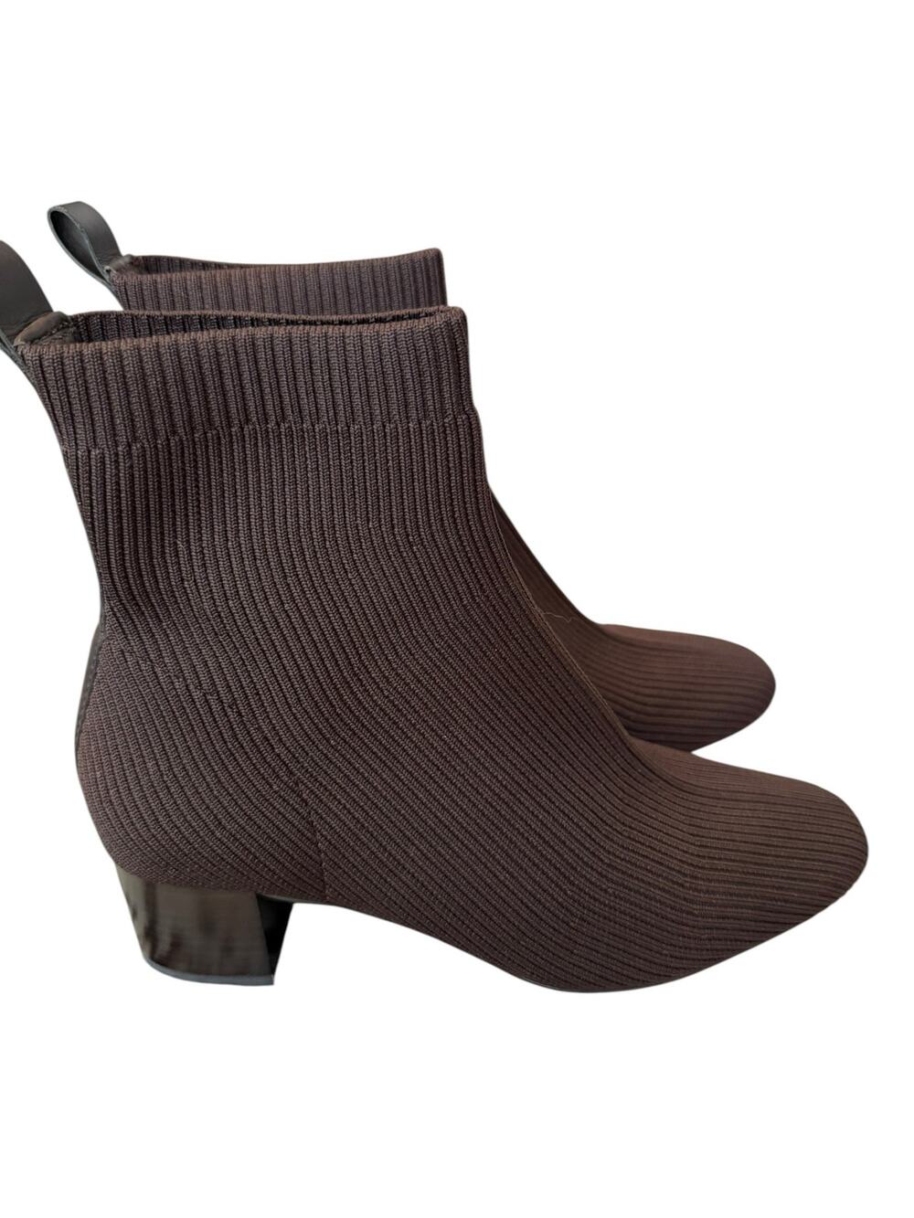 Everlane Glove Boot Dark Brown Knit Sock Ankle Boots Size 8.5 Block Heel